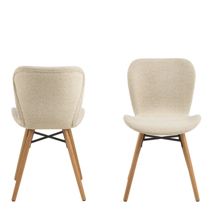 The Tivoli Cream Bouclé & Oak Dining Chair – Set of 2 – image 2