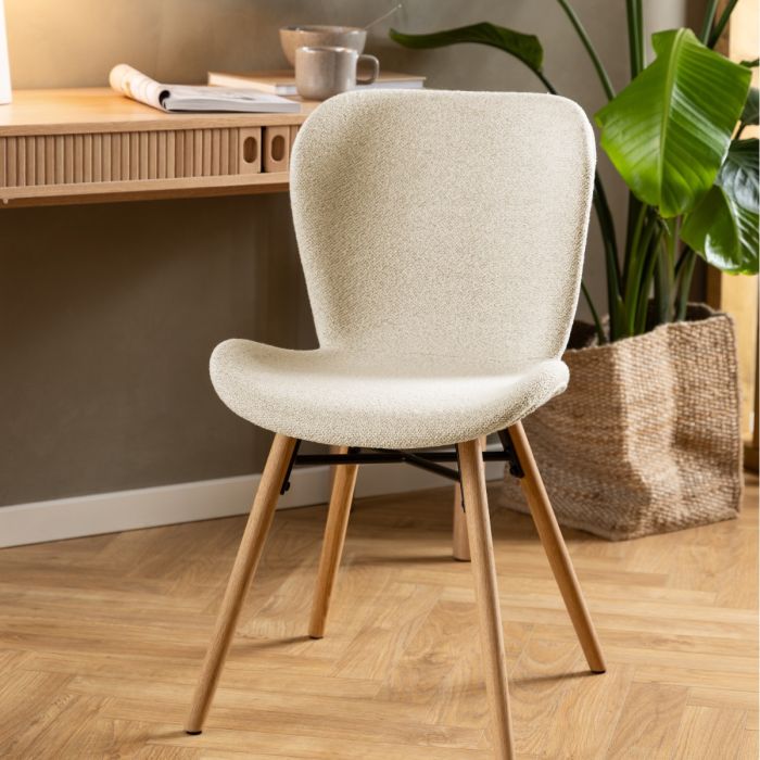 The Tivoli Cream Bouclé & Oak Dining Chair – Set of 2 – image 5
