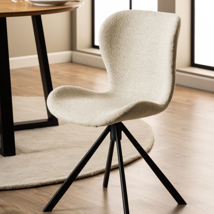 The Tivoli Cream Bouclé Swivel Dining Chair – Set of 2 – image 5