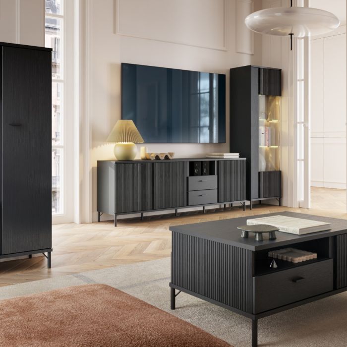 Zafarya Black Graphite Large TV Cabinet – supplier image 4