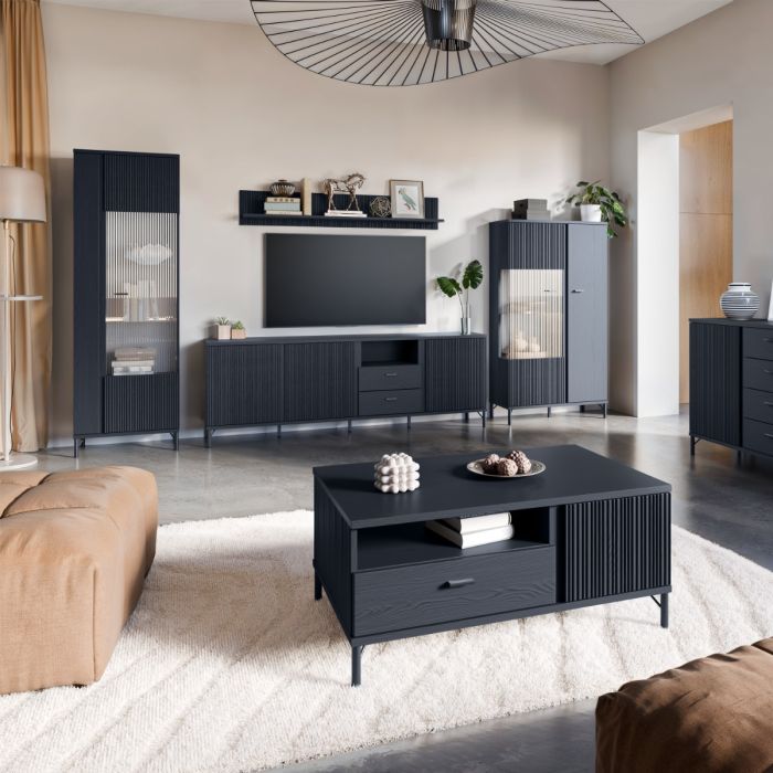 Zafarya Black Graphite Large TV Cabinet – supplier image 5