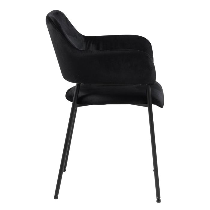 The Zahara Black Velvet Dining Chair with Arms – Set of 2 – image 3