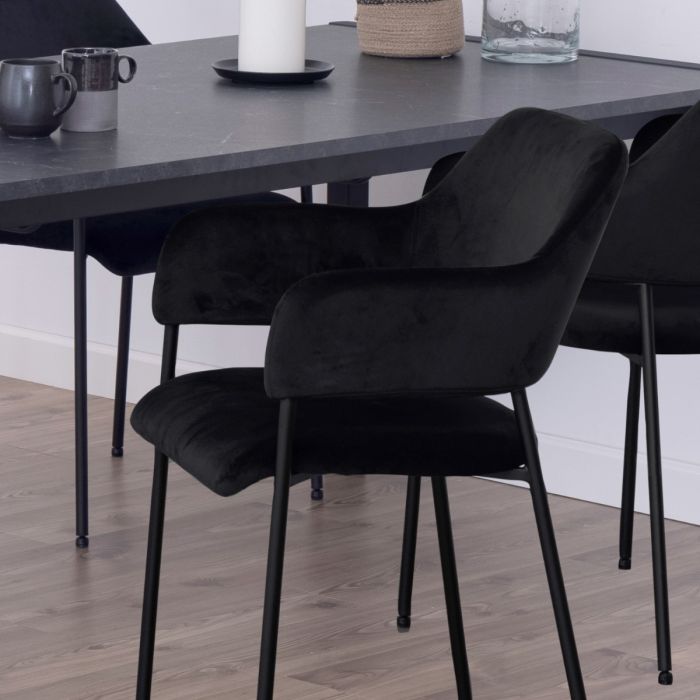 The Zahara Black Velvet Dining Chair with Arms – Set of 2 – image 6
