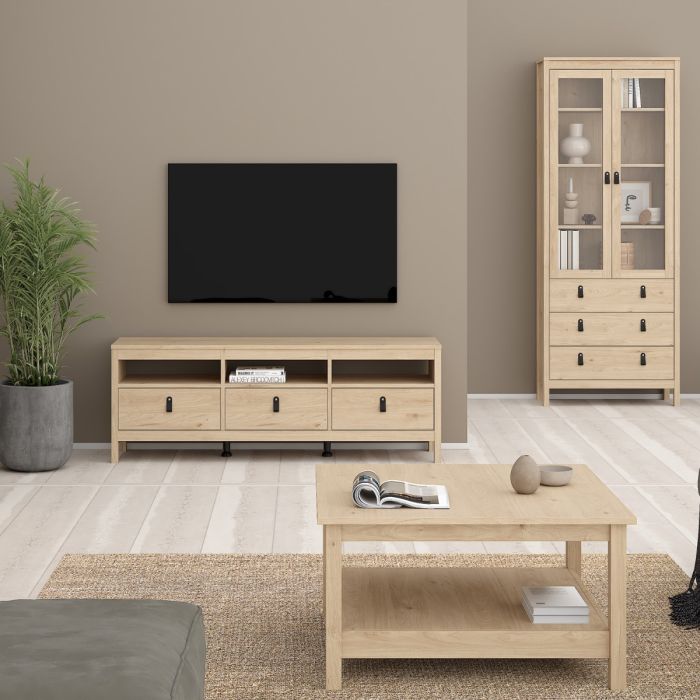 Zahmira Jackson Hickory Oak 3-Drawer TV Unit – supplier image 7