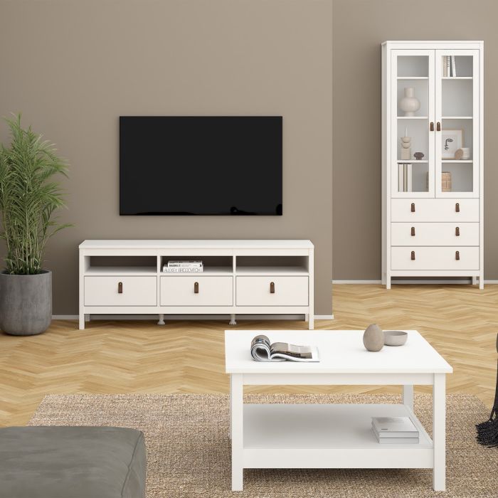 Zahmira White 3-Drawer TV Unit – supplier image 7